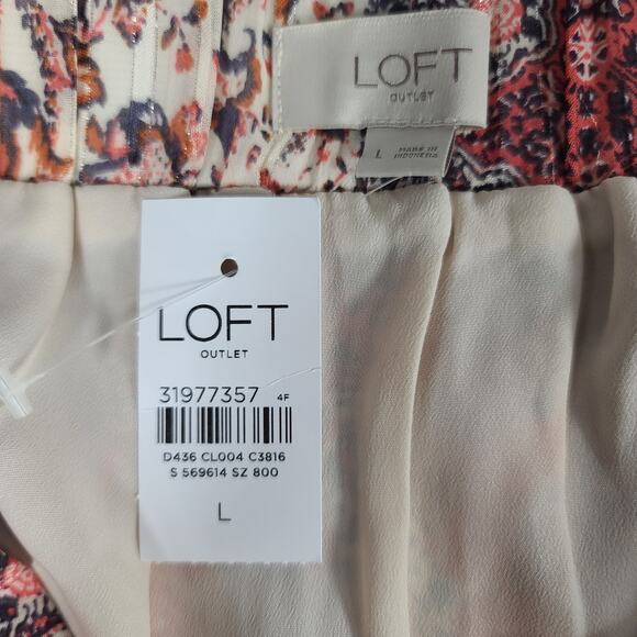 Loft Tan Orange Pink Brown Tiered Ruffle BOHO Maxi Skirt NEW Large - Picture 5 of 5